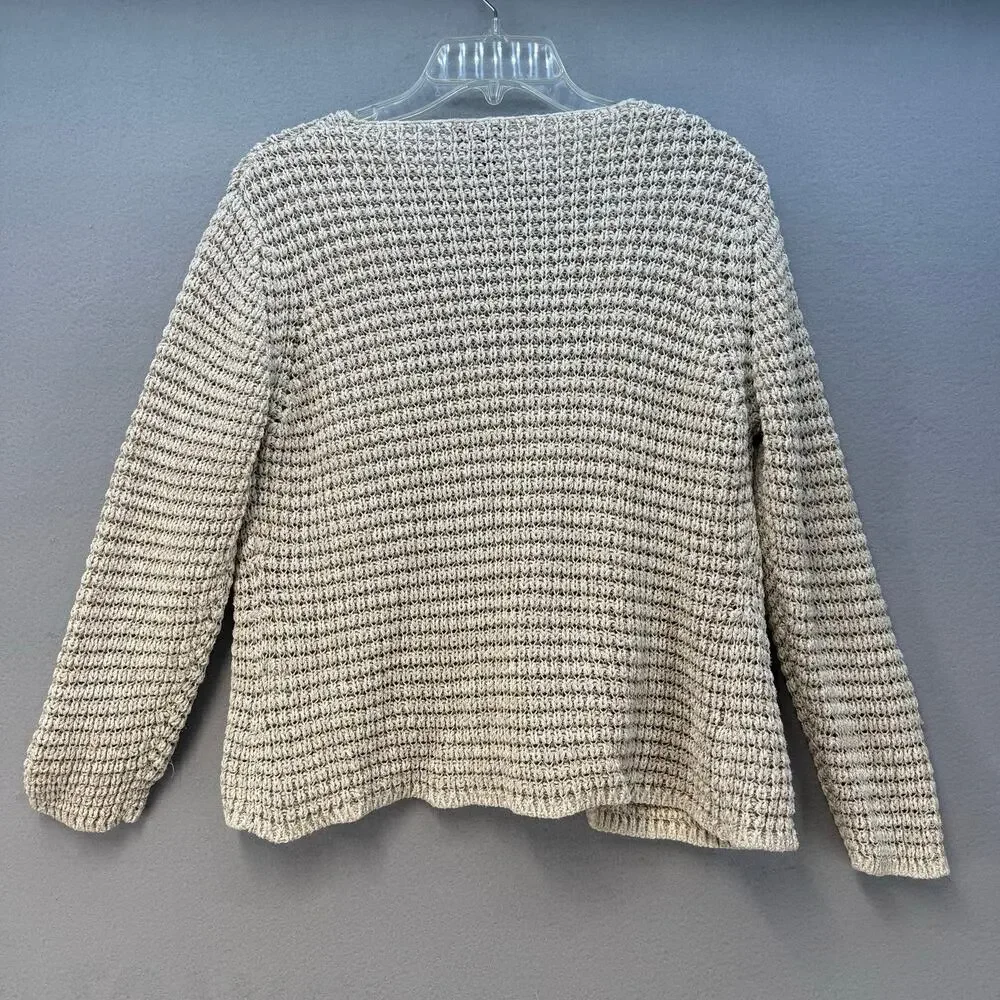 Sigrid Olsen Cardigan Women's L Beige 46% Silk Neutral Business Casual Sweater - Picture 6 of 10